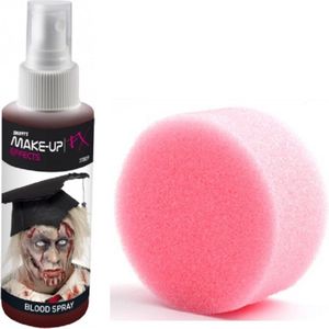 Spray busje vloeibaar Halloween/horror verkleed thema nepbloed/filmbloed rood 28 ml met sponsje