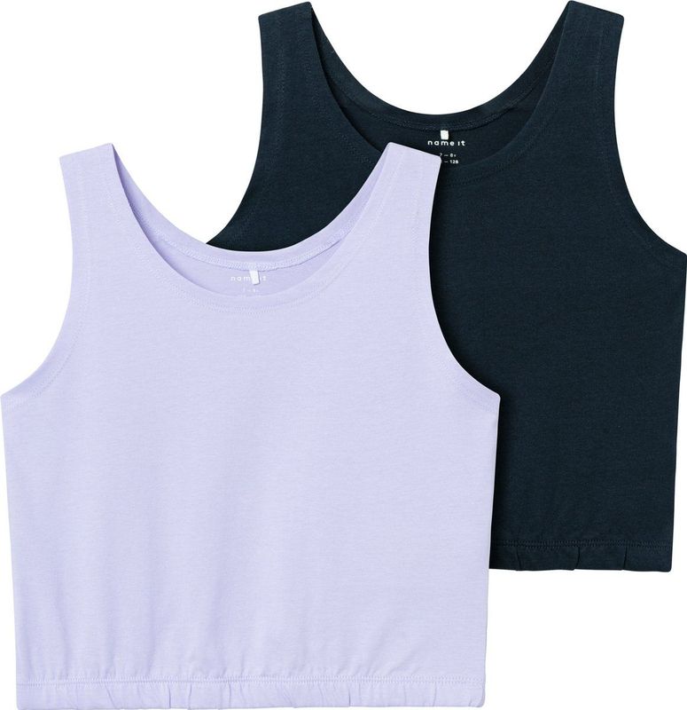 Name it top meisjes - 2 stuks - blauw - lila - NKFdaniela- maat 122/128