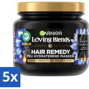 Garnier - Loving Blends Magnetic Charcoal - Haarmasker - Droge Lengtes - 340 ml - Bulkverpakking - 5 stuks