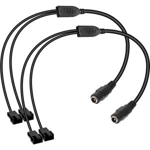 DC to 4 Pin/3 Pin PC Fan, DC 5.5mm x 2.1mm Female Plug to 2 Way 3/4 Pin Male Connector PC Case Fan Power Converter Cable (Pack of 2)