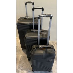 Kofferset - 3 delig met TSA slot - Kleur ZWART - Materiaal ABS - Vakantie - Zon - handbagage en grote koffer