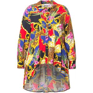 MIAMODA MIAMODA - Dames - Blouse A-lijn all-over print sierplooien - Multicolor - Maat 42