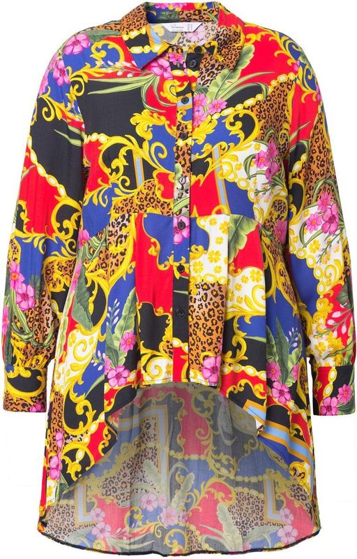 MIAMODA MIAMODA - Dames - Blouse A-lijn all-over print sierplooien - Multicolor - Maat 42