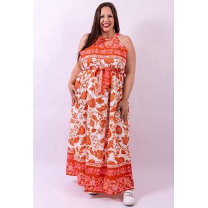 Beeldige lange jurk voor grote maten - oranje - maat XL