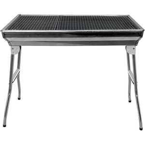 Grote halve vat stalen houtskool BBQ Grill - Outdoor Patio Tuin Verwarming Roker - Camping Barbecue voor Koken - Draagbare RVS BBQ