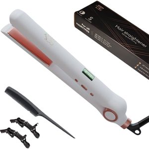 Baess 2 in 1 Stijltang - Stijlen en krullen - 80ºC/210ºC - Keramisch - 25 Warmtestanden - Hair Straightener - Wit