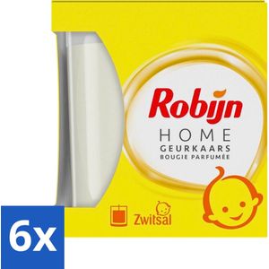 Robijn Home - Geurkaars - Zwitsal - Bekende Poeder Geur - 115 g - Voordeelverpakking - 6 stuks