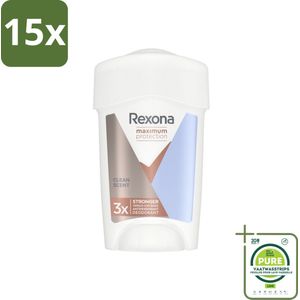 15 x Rexona - Deodorant Stick - Women Maximum Protection Clean Scent - Anti-transpirant - 45 ml - Grootverpakking - Anti-transpirant - Deodorant - Zweet - Lichaamsgeur - Bescherming
