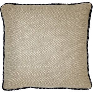 Beige structure recycled wool square cushion