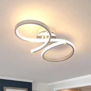 Delaveek-Spiraal LED Plafondlamp - 28W - Warm 3000K - 40CM - Zilver - Voor Slaapkamer, Woonkamer, Eetkamer