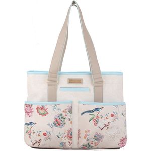 A Spark of Happiness | Shopper medium Creme | Creme. Bloemen print | weekendtas, laptop tas | Dames, vrouwen | MI2301