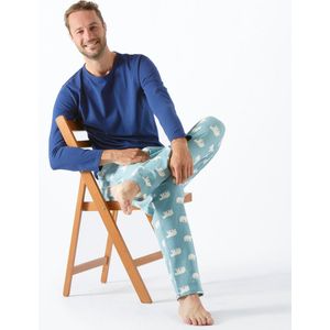 Little Label Pyjama Heren Maat S/46 - blauw, beige - IJsbeer - Herenpyjama - Zachte BIO Katoen