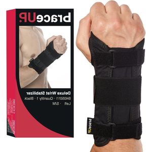 Carpale Tunnel Polsbrace Metalen Spalk voor Hand en Polssteun - Artritis Verlichting Tendonitis Pijn - S/M Linkerhand wrist wraps