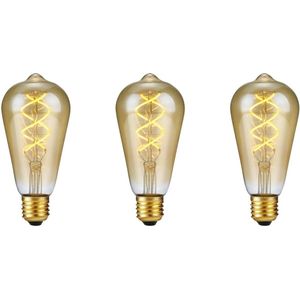 SPL - E27 LED Lamp - Amber - 5W - 3 Staps Dimbaar - Extra Warm Wit - Vervangt 39W - 3 Stuks
