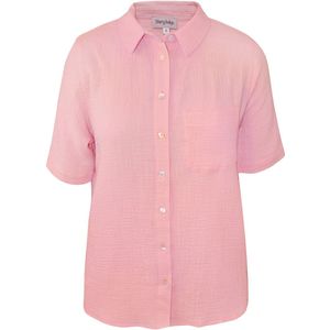 Dames Overhemd mousseline | hemd/Shirt | 100% katoen | Roze | Maat S