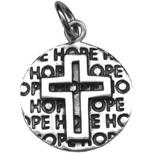 EAR IT UP - Hanger - Kruis - Hoop - Christelijk - God - Cross - Hope - 925 sterling zilver - Geoxideerde details - 25 x 17 mm - 1 stuk