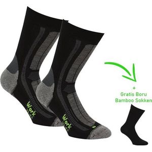 2-Paar Bamboo Worksok + 1 paar Bamboo sokken - Werksokken - Naadloze sokken - Antibacterieel - Heren en dames - Zwart - 35/38
