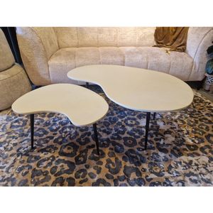 Salontafel Verona set van 2 mangohout 100x70x40 - Creme