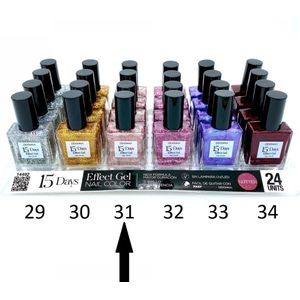 D'Donna - 15-Days Effect Gel Nagellak Glitter - Zilvergrijs met zilver en roze mini glitters - 1 Flesje met 16 ml. inhoud - Nummer 31