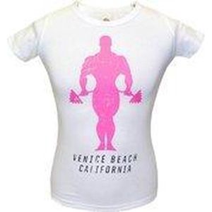 Gold's Gym Muscle Joe Ladies Fitted T-Shirt - White - XS