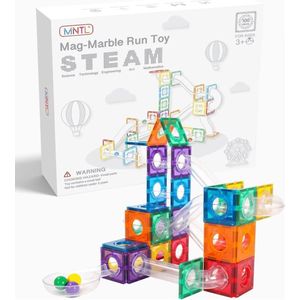 MNTL - Magnetic Tiles - Magnetische Knikkerbaan - 100 Stuks - Marble Run - Magnetisch Bouwspeelgoed - Educatief Speelgoed - Magnetische Bouwstenen - Montessori - STEM Speelgoed