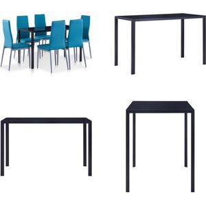 vidaXL 7-delige Eethoek blauw - Eetkamertafel En Eetkamerstoel - Eetkamertafels En Eetkamerstoelen - Eetkamer Set - Eetkamer Sets