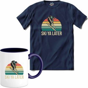 Ski Ya Later | Skiën - Bier - Winter sport - T-Shirt met mok - Unisex - Navy Blue - Maat 4XL