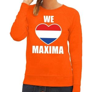 Oranje We love Maxima sweater / trui dames - Oranje Koningsdag/ supporter kleding XXL