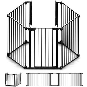 Noma 5 panelen Veiligheidshek - kamer verdeler - Tot 315 cm - zwart- kachelhek - veiligheidshek voor open haard