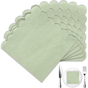 20 Stuks Groene Wegwerpservetten voor Desserts en Dranken - Salie Groene Dinerservetten voor Bruiloften en Verjaardagen 25 x 25 cm