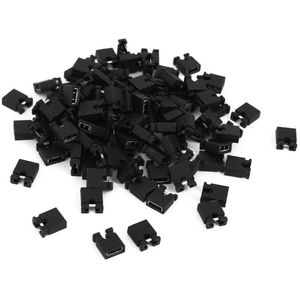 100 Mini 2,54 mm Standaard Zwart Korte Trui Circuit Caps - Set van 100 stuks