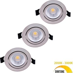 Lage inbouwspots - 3-pack - Zilver - 5W - Dimbaar - IP54 waterdicht - Spotjes inbouw