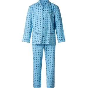 Flanellen heren pyjama - 9443 - Blauw - 100% katoen - 64