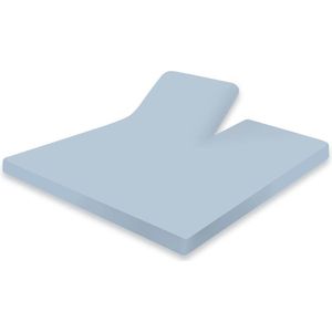 Splittopper Hoeslaken Jersey Katoen - 180x200cm - licht blauw - Split Enkel - Single Split