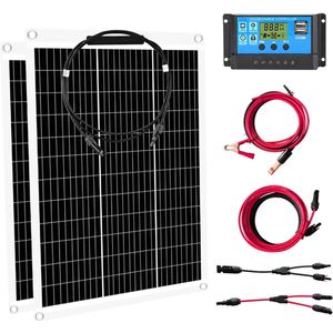 Zonnepanelen - Monokristallijne Zonnepaneel Kit - Flexibel - Zonne Energie - 200W (2x100W) - Waterdichte - voor Camping, RV & Off-grid Gebruiks