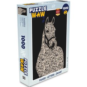 Puzzel Paard - Letters - Zwart - Meisjes - Kinderen - Meiden - Legpuzzel - Puzzel 1000 stukjes volwassenen