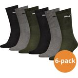 Puma - Sportsokken - Zwart Grijs Donkergroen - 6 paar Unisex