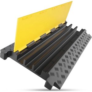 Kabelbrug met Deksel voor Struikelbescherming - 3 Kanaals - 15 Ton Draagkracht - Rubberen Kabel- en Slangenbrug
