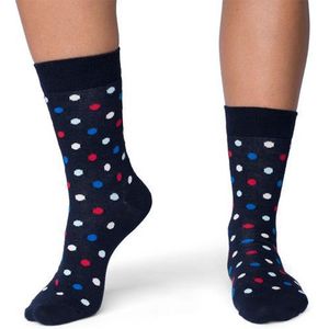 CADA 2 Paar dames sokken gestipt donkerblauw multicolor Maat 39-42