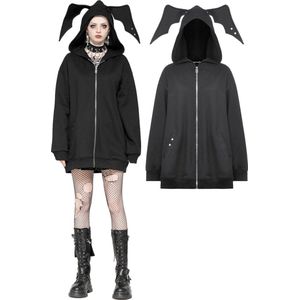 Dark in Love - Batwing Loose Vest met capuchon - 2XL - Zwart