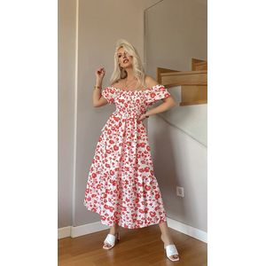 Witte zomerjurk met bloemen/SIRMAZA