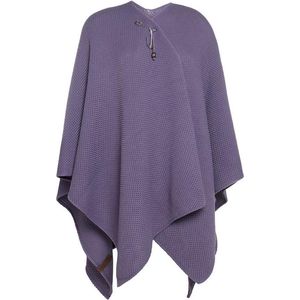 Knit Factory Jazz Gebreid Omslagvest - Dames Poncho - Wikkelvest - Gebreide paarse poncho - Gebreide mantel - Winter poncho - Dames cape - One Size - Violet