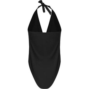 Zwart Badpak Gouden Strepen - Dames Badpakken - V Hals & Cut-out - Gouden Details - Trendy Badpak - Zwart