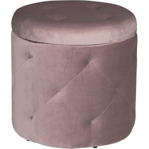Grote Poef met Opbergruimte - Hocker, Poef, Opbergpoef - Stevig, Stijlvol & Comfortabel - Roze - 39.5x40 cm