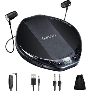 Draagbare CD-speler HiFi Klassieke Persoonlijke CD-speler met Koptelefoonbescherming LCD-scherm Walkman