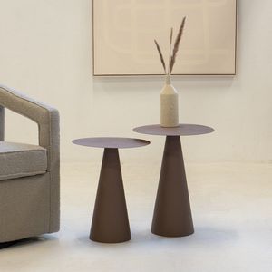 Bijzettafel Rond - Taupe Metaal - 40,5x40,5x52cm - Tobiah - Giga Meubel