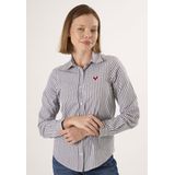 Felix Hardy - Gestreept Overhemd - Zwart - 97% Katoen - Dames