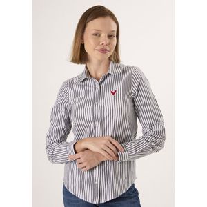 Felix Hardy - Gestreept Overhemd - Zwart - 97% Katoen - Dames