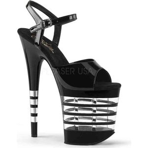 Pleaser - FLAMINGO-809LN Sandaal met enkelband, Paaldans schoenen - Paaldans schoenen - 38 Shoes - Zwart