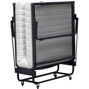 Novio vouwbed - Luxe inklapbaar bed - Spiraalbodem - Dwarsgespannen - Opklapbed - 80x200- Zwart - Inclusief matras